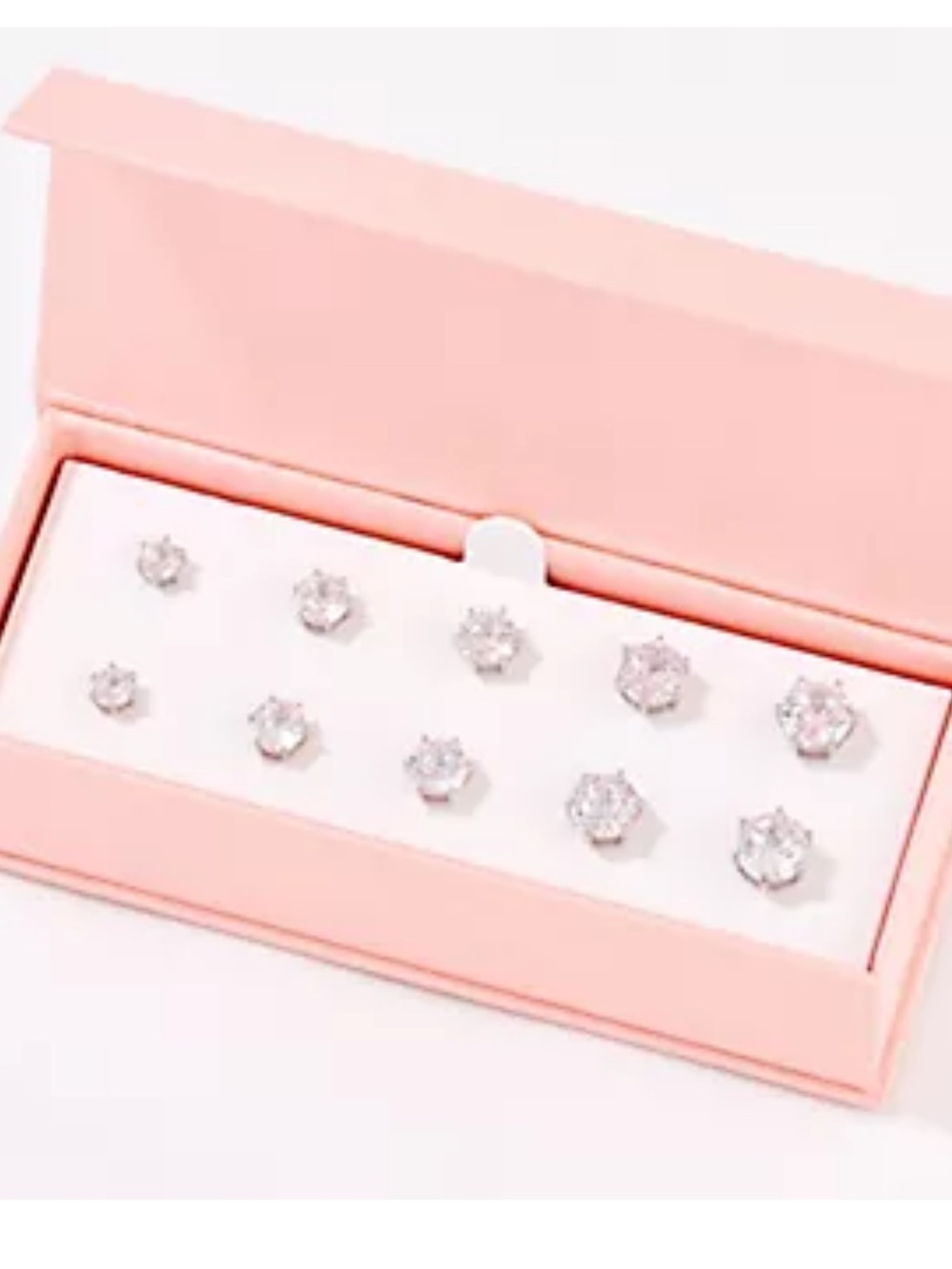 Diamonique 35th Anniversary 135 Facet Set of 5 Studs, Sterling Silver Earrings